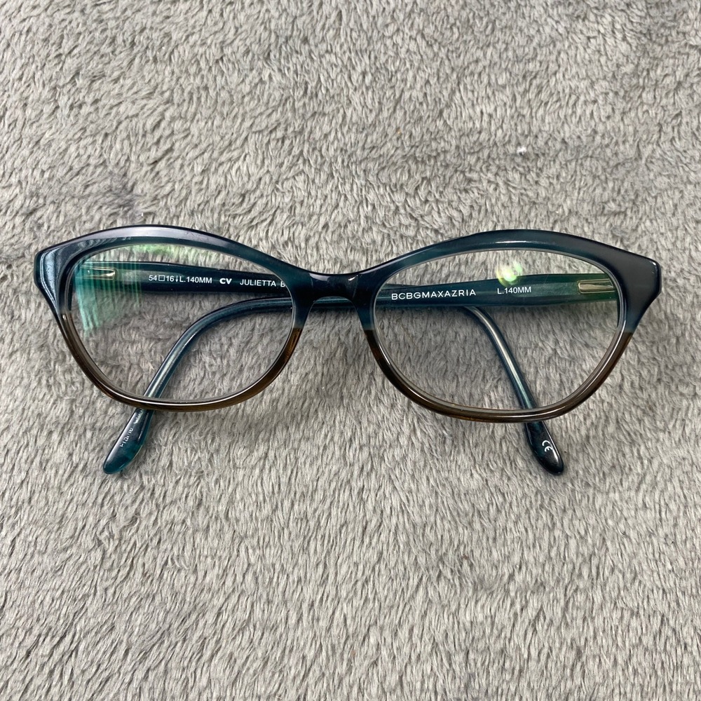 BCBGMAXAZRIA Eyeglasses‎ Womens 54-16-140 Blue Tan Julietta Cat Eye Frames CV